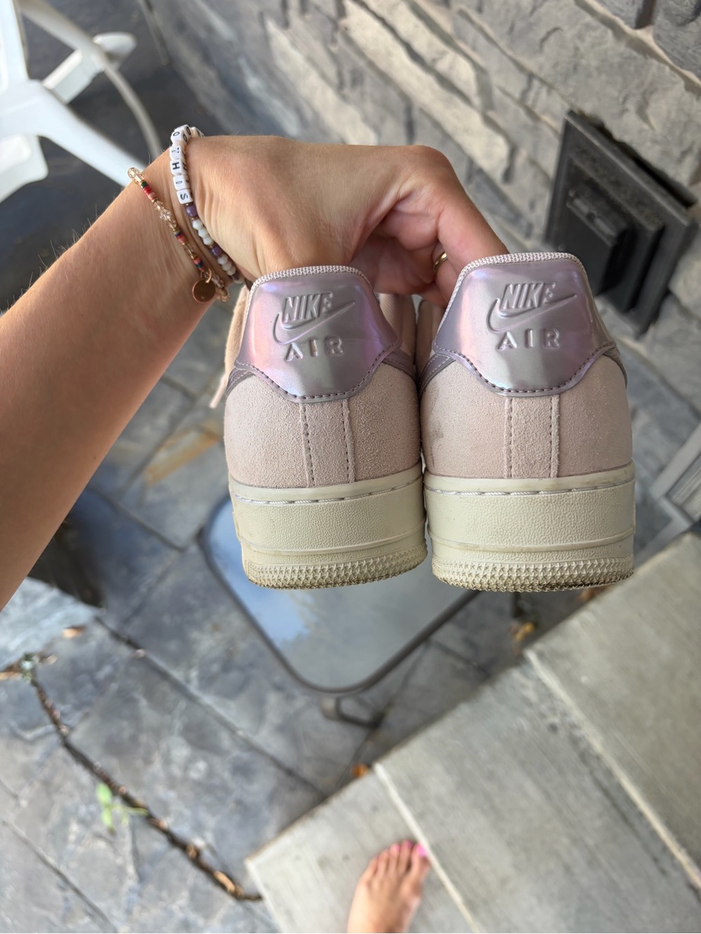 Nike Low Top Sneakers in Blush Pink with Iridescent Heel